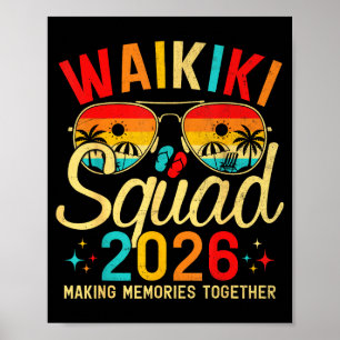 Poster Plage Waikiki Hawaï vacances d'été voyage en famil