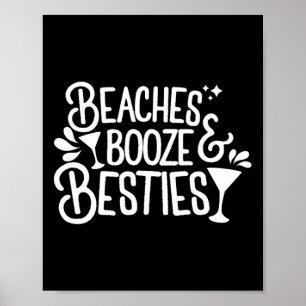 Poster Plages Booze Et Besties Plage D'Été Bachelorette