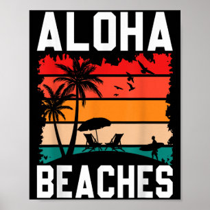 Poster Plages d'Aloha Retro Beach Vacances Été Citation W