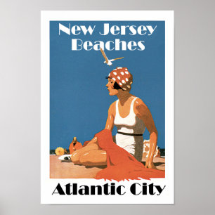 Poster Plages du New Jersey ~ Atlantic City