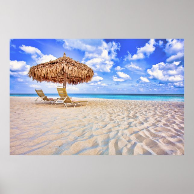 Poster Plages tropicales | Plage de sable d'Aruba (Devant)