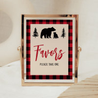 Plaid Bear Cub Lumberjack Baby shower Faveurs
