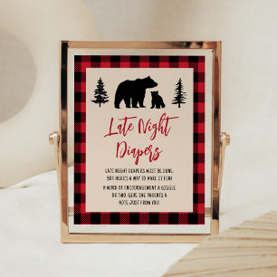 Poster Plaid Bear Cub Lumberjack Late Nuit Diapos