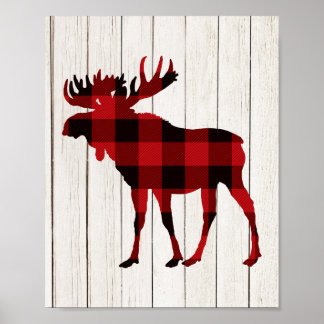 Poster Plaid Moose Art Décor Lumberjack Party