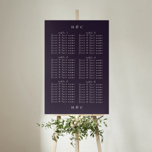 Poster Plain Modern Purple Wedding Seating Chart