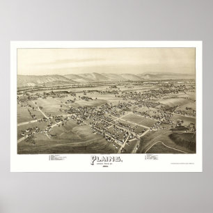 Poster Plaines, PA Carte panoramique - 1892