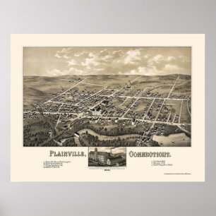 Poster Plainville, carte panoramique de CT - 1878