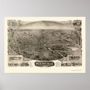 Poster Plainville, carte panoramique de CT - 1907
