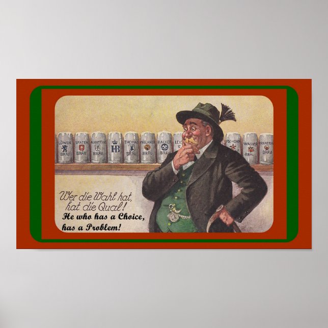 POSTER PLAISIR GERMAN PROVERB ~ DILEMMA? SIGNE DE BIÈRE - (Devant)