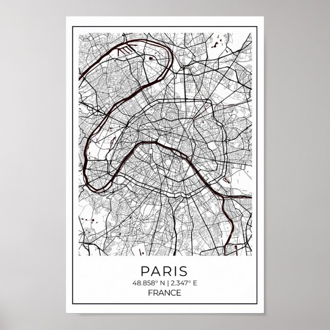 Poster Plan Blanc - Carte Blanc Et Noir Décor (Devant)