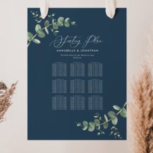 Poster Plan bleu marine du Mariage Budget Eucalyptus