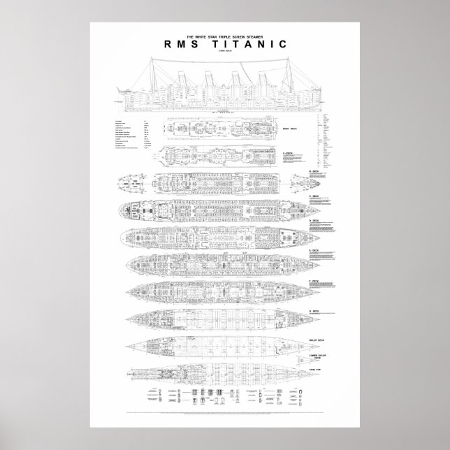 Poster Plan d'arrangement général Titanic (Devant)