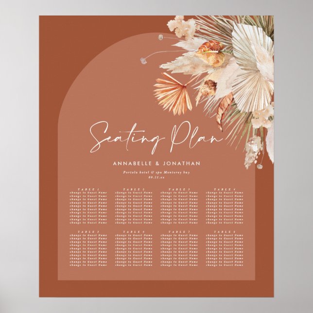 Poster Plan d'assise mariage Bohenian rouille en terre cu (Devant)