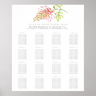 Poster Plan de 16 tables pour un mariage vert floral Grev