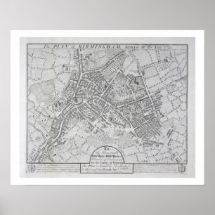 Poster Plan de Birmingham, 1731, publié 1789 (gravin