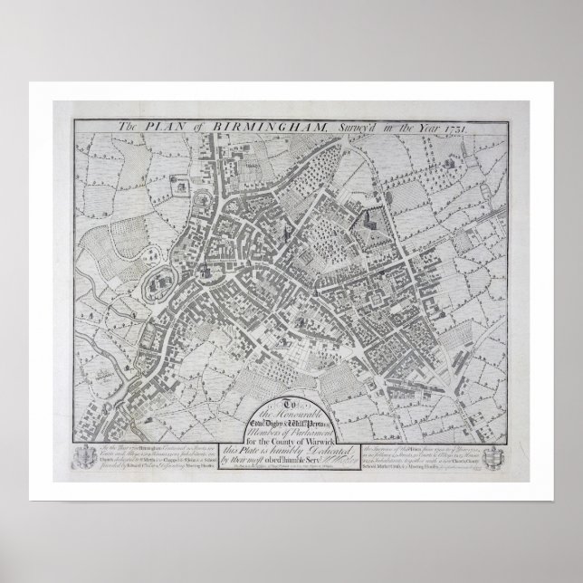 Poster Plan de Birmingham, 1731, publié 1789 (gravin (Devant)