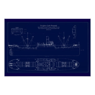 Poster Plan de cargaison des Grands Lacs Lake Fernando