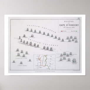 Poster Plan de la bataille de St Vincent, 14ème Febru de