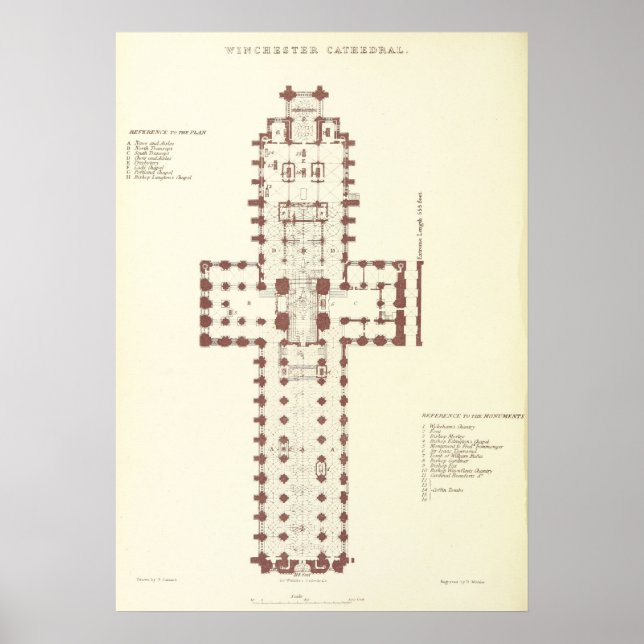 Poster Plan de la cathédrale de Winchester (Devant)
