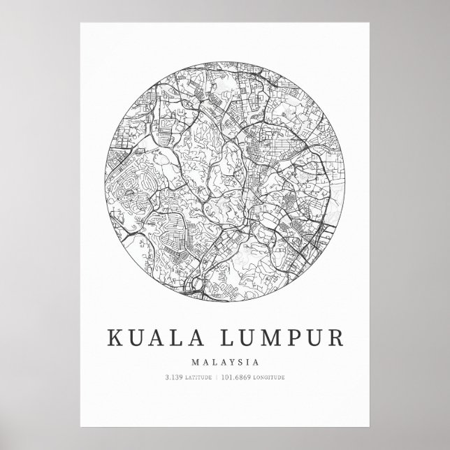 Poster Plan de la rue Kuala Lumpur Malaisie (Devant)