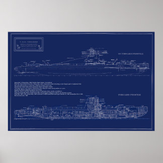 Poster Plan de la sous-marine historique Croaker
