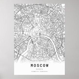 Poster Plan de la ville de Moscou