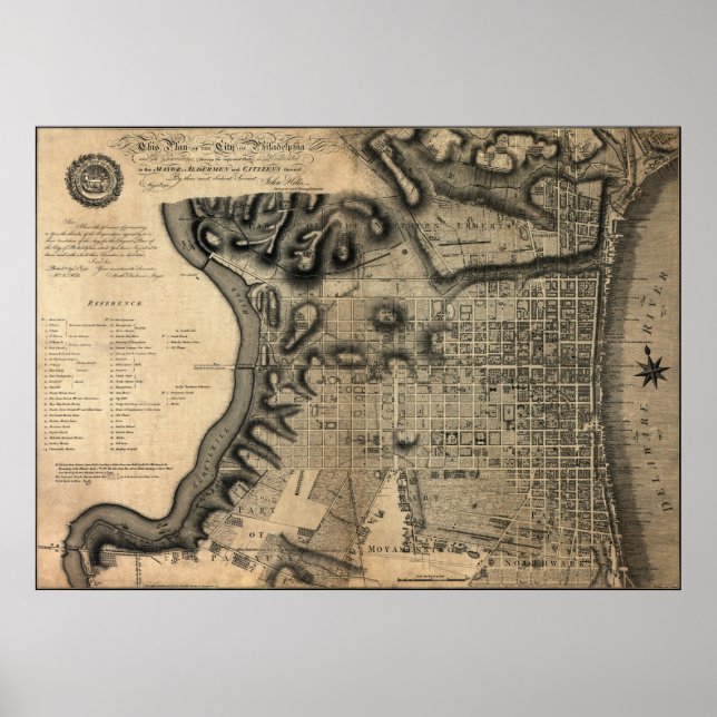 Poster Plan de la ville de Philadelphie - 1797 (Devant)