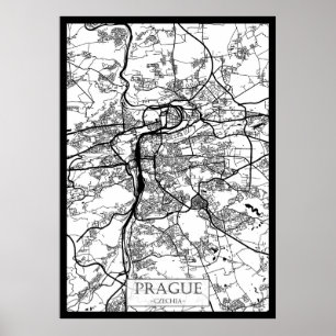 Poster Plan de la ville de Prague en République tchèque