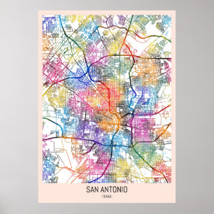 Poster Plan de la ville de San Antonio États-Unis