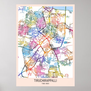 Poster Plan de la ville de Tiruchirappalli Tamil Nadu