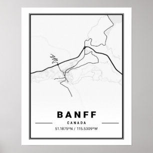 Poster Plan de la ville de voyage de Banff Alberta