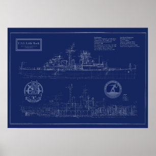Poster Plan de l'USS Little Rock CLG-4 Croiseur