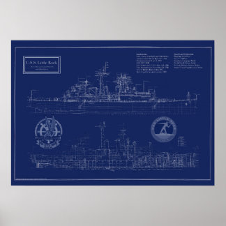 Poster Plan de l'USS Little Rock CLG-4 Croiseur