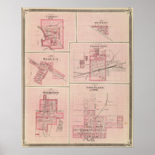 Poster Plan de Portland, geai Co, Ind avec Camden
