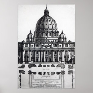 Poster Plan de Saint-Pierre, Rome, gravé par