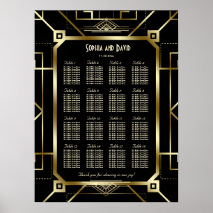 Poster Plan de salle de luxe noir et or