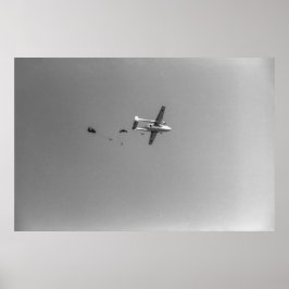 Poster Plan de saut de parachutistes noir et blanc 1968