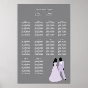 Poster Plan de siège de deux Mariage(Lilac et Grey)