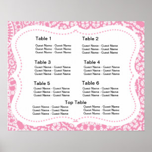 Poster Plan de siège en dentelle rose et blanche