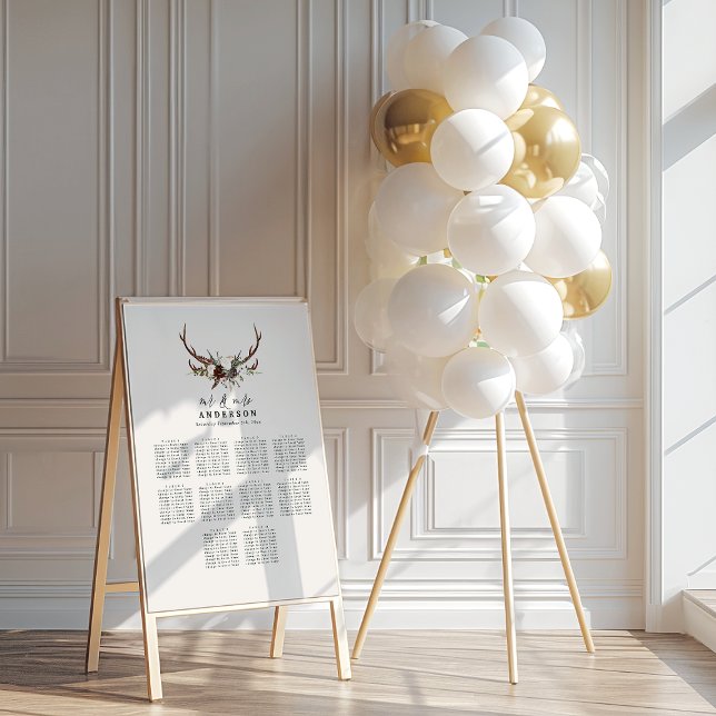 Poster Plan de sièges botanique floral rustique mariage p (Créateur téléchargé)