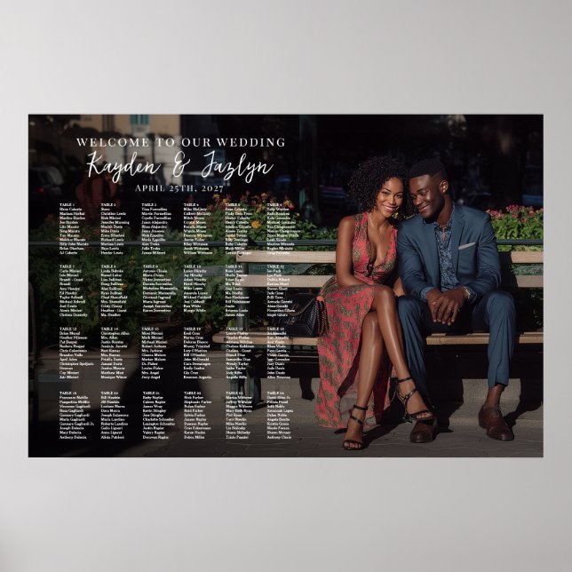 Poster Plan de sièges mariage photo élégant (Devant)