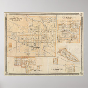 Poster Plan de South Bend avec Mishawaka