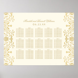 Poster Plan de table à motif or et ivoire antique