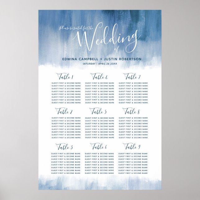 Poster Plan de table abstrait gris mariage (Devant)