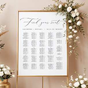 Poster Plan de table alphabétique de mariage à calligraph