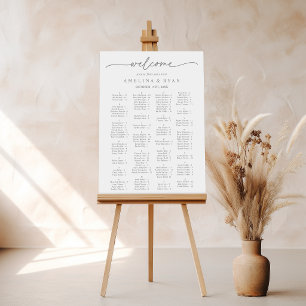 Poster Plan de table alphabétique minimaliste gris atténu