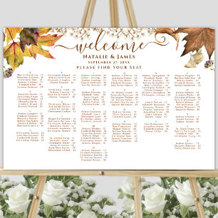 Poster Plan de table alphabétique pour un mariage rustiqu