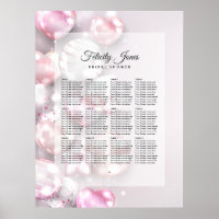 Plan de table avec ballons rose et or rose