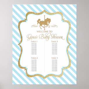 Poster Plan de table Baby Shower thème carrousel pour gar