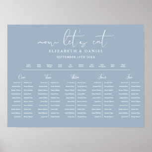 Poster Plan de table bleu poussiéreux pour mariage avec d